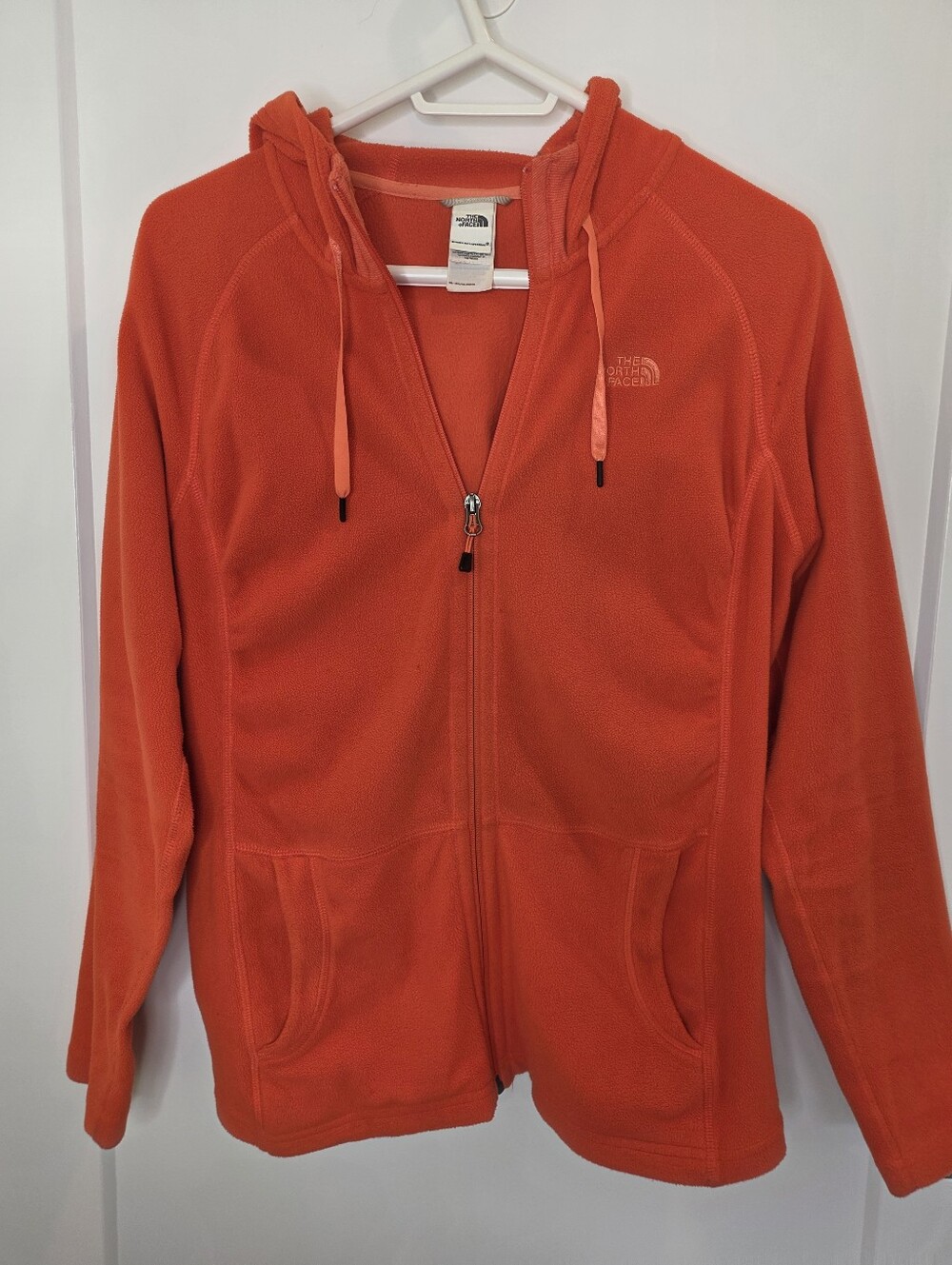 The North Face Women’s Bright Orange Full-Zip Teddy Fleece Hoodie SZ L